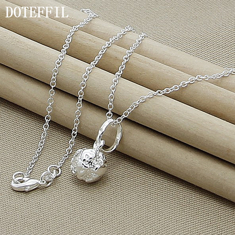 DOTEFFIL 925 en argent Sterling 18 pouces chaîne boule pendentif collier pour les femmes mariage fiançailles mode breloque bijoux ► Photo 1/3