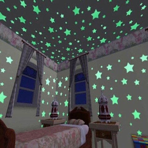 Autocollants muraux lumineux dans la nuit, étiquettes fluorescentes colorées, décoration pour la maison, pour les chambres d'enfants, 100 pièces ► Photo 1/6