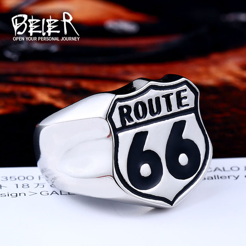 Beier – anneau de motard en acier inoxydable 316L, anneau de haute qualité, états-unis, ROUTE 66, pour hommes, moto, bijoux, LLBR8-126R ► Photo 1/6