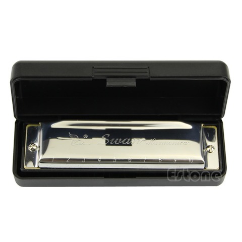 1 pièce argent cygne Harmonica 10 trous clé de C pour Blues Rock Jazz Folk Harmonicas nouveau ► Photo 1/5