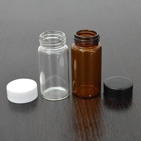 Petites bouteilles de médicaments en verre ambre clair de 3ml/5ml, flacons d'échantillon marron, récipients de réactif en poudre de laboratoire, couvercle à vis, 100 pièces ► Photo 1/6
