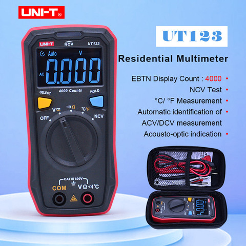 UNI-T 4000 compte Mini multimètre numérique UT123 EBTN couleur écran affichage ca/cc tension température NCV testeur ► Photo 1/6