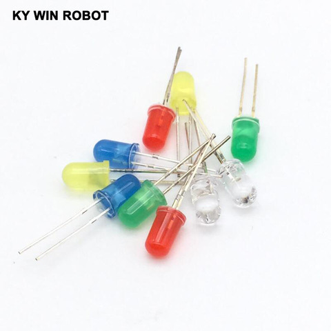 Kit de diodes lumineuses à LED 5mm, 10 pièces, blanc, jaune, rouge, vert, bleu, kit de bricolage électronique, offre spéciale ► Photo 1/4