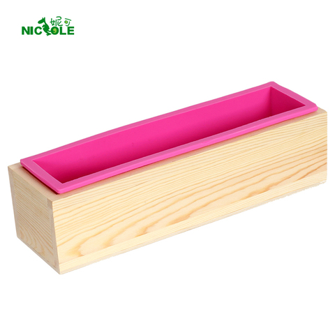 Nicole-moule à savon en Silicone, boîte rectangulaire en bois avec doublure Flexible pour moule à pain fait à la main ► Photo 1/6