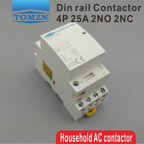 TOCT1 4 p 25A 2NC 2NO 220 v/230 v 50/60 hz Din rail ac Domestique Modulaire contacteur ► Photo 1/6