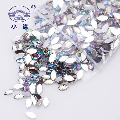 Strass décoratifs à dos plat en acrylique, 500 pièces, couleur AB, Nail Art 3D, Strass décoratifs en vrac, œil de cheval, S031 ► Photo 1/6