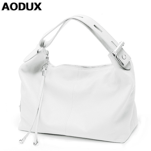 AODUX femme dames doux en cuir véritable femmes sacs à bandoulière OL Style sac fourre-tout concepteur dame sac à main cartable blanc argent couleur ► Photo 1/6