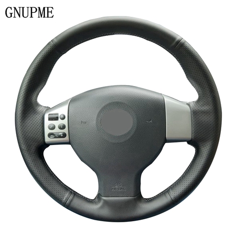 Couvre-volant de voiture en cuir artificiel noir cousu main bricolage pour Nissan Tiida 2004-2010 Sylphy 2006-2011 Versa 2007-2011 ► Photo 1/6