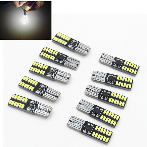 CYAN SOL BAY 10 pcs T10 LED 194 W5W 24 LED CANBUS 3014SMD SANS ERREUR Side Car Wedge Lumière ► Photo 1/3