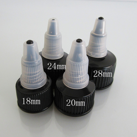 Bouchon de bouteille en plastique, bouchon torsadé en plastique, 18mm, 20mm, 24mm, 28mm, pour bouteille PE/PET, capuchon torsadé noir pour cheveux, 25 pièces/lot ► Photo 1/5