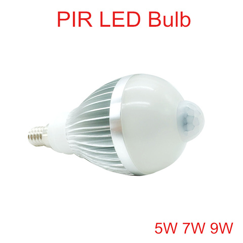 Ampoule PIR LED 5W 7W 9W AC110V-240, détecteur de mouvement LED E14 LED, éclairage d'extérieur, lumière blanche chaude/froide, lumière blanche chaude/froide, PIR LED ► Photo 1/2