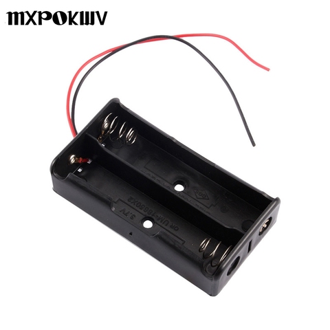 1 pièces plastique 18650 batterie mallette de rangement support de la boîte pour 2x18650 3.7 V Li-ion batterie avec fils 14 cm en gros ► Photo 1/6