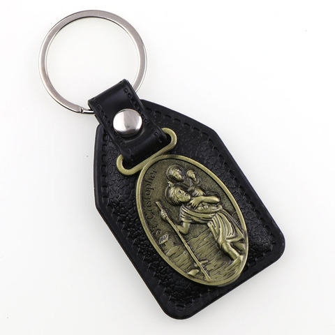 Porte-clés en cuir PU pour hommes, pendentifs à breloque, étiquette noire, Bronze Antique, porte-clés de voiture, crochet ► Photo 1/6