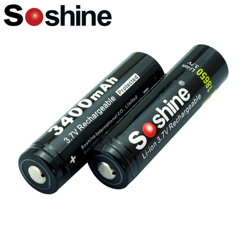 Soshine – batterie Rechargeable haute capacité 18650, 3.7V, 3400mAh, 2 pièces, Li-ion, haute décharge, protégée, avec boîte ► Photo 1/4