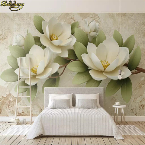 Beibehang – papier peint personnalisé avec fleurs en relief, peinture murale 3D ► Photo 1/5
