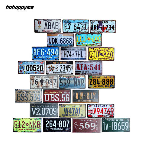 Hohappyme plaque d'immatriculation américaine USA Plaques signes numéro de voiture Garage décoration métal étain signe Vintage décor à la maison 15x30cm ► Photo 1/6