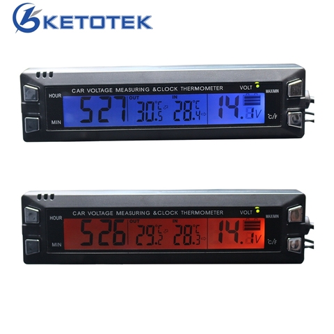 EC30 – thermomètre de voiture 3 en 1, horloge numérique, tension, mesure de la température, avec capteur de température ► Photo 1/6
