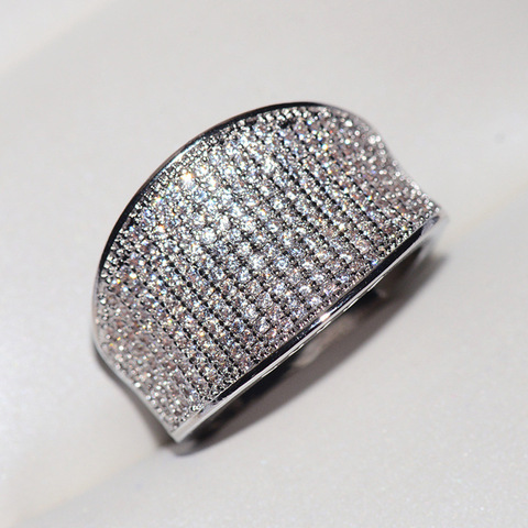 Grande bague de luxe en Zircon pour femmes, bijou de grande qualité, tendance, charmant, pavé lisse, en cristal véritable, pour fête ► Photo 1/3