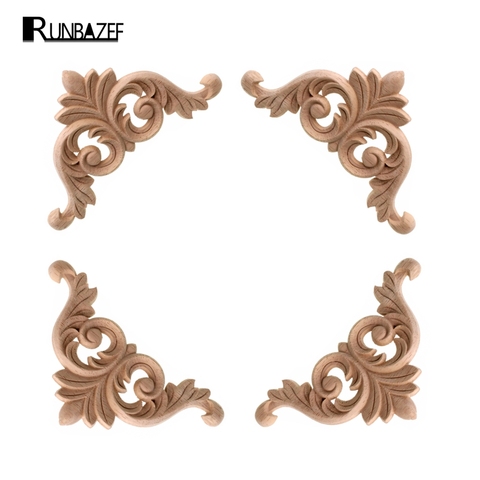 RUNBAZEF-Applique en bois de Style fleur décorative, pièces de fleur, passe-fond, garde-robe murale C. Flower, accessoires de décoration pour la maison ► Photo 1/6