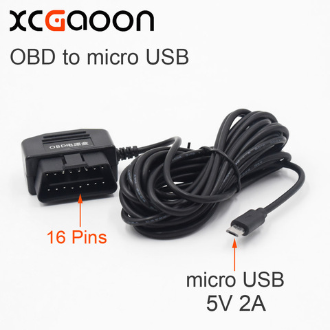 XCGaoon – chargeur de voiture 3.5m, Module convertisseur 12V 24V à 5V 2A avec câble micro USB, Protection basse tension, OBD 16 broches ► Photo 1/6