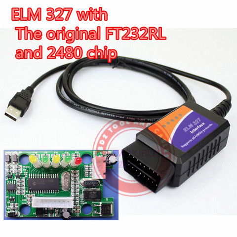 Elm – scanner obd usb 327, avec puce FT232RL et PIC18F2480 d'origine, logiciel elmconfiguration elm327 ► Photo 1/3