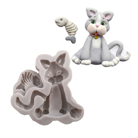 3D animaux Silicone moule chat chien forme Fondant gâteau moule bricolage gâteau décoration outils accessoires de cuisine ► Photo 1/6