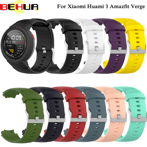 Bracelet de montre en Silicone pour Xiaomi Huami 3 Amazfit bord Bracelet de montre ceinture de remplacement pour Bracelet de poignet AMAZFIT VERGE3 ► Photo 1/6
