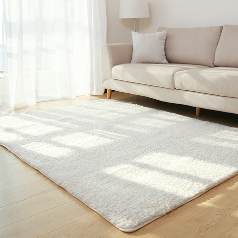 Tapis de sol pour salon et cuisine, couleur unie, doux et moelleux, décoration de maison, en peluche blanche, pour chambre à coucher ► Photo 1/5