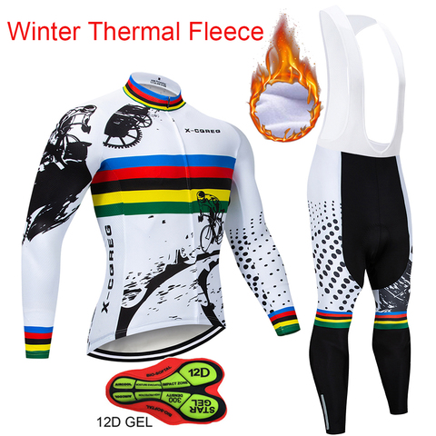 2022 X-CQREG chaude à manches longues hiver thermique polaire cyclisme Jersey ensemble vélo bavoir pantalon vélo vêtements ► Photo 1/3