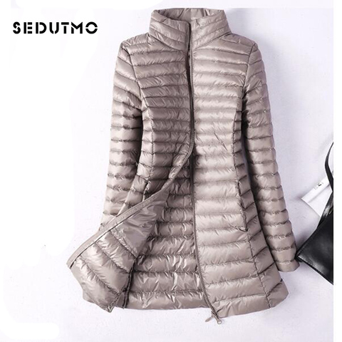 SEDUTMO-veste d'hiver en duvet de canard pour femme, grande taille 4XL, manteau en duvet de canard Ultra léger, mince noir, parka ED037 ► Photo 1/6