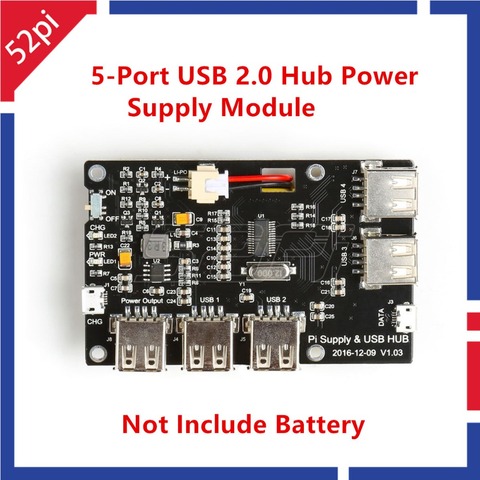 52Pi D'origine! Module d'alimentation Hub USB 3800, 5 ports, 2.0 mAh, batterie non incluse, pour Raspberry Pi 3/2 modèle B/A +/Pi Zero ► Photo 1/6