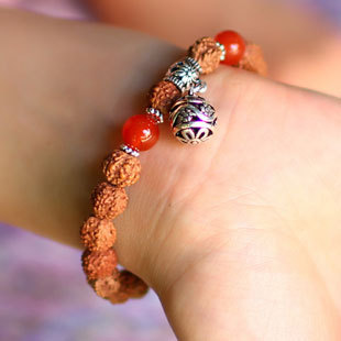 Bracelets tibétains Onyx pour femmes, breloques, perles Rudraksha, porte-bonheur, vente en gros, bijoux, nouveauté ► Photo 1/6