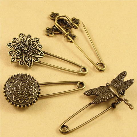 DoreenBeads 5 cm de Sécurité à long Broches Broche de Mode Vintage Broche Animal Fleur Aile Forme Ornements pour Écharpe Sweather Manteau Chapeau sacs ► Photo 1/6