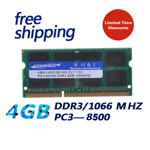 KEMBONA Marque New Sealed DDR3 1066/PC3 8500 4 GB Mémoire RAM Pour Ordinateur Portable compatible avec tous les carte mère/Livraison gratuite!!! ► Photo 1/2