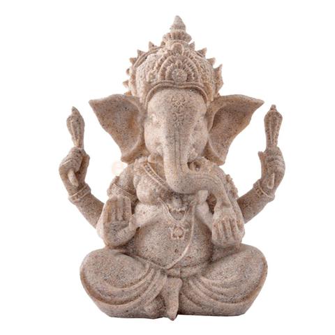 MagiDeal sculpté à la main grès assis Ganesh bouddha divinité éléphant hindou Statue décor fantastique bon état pour Collection ► Photo 1/6
