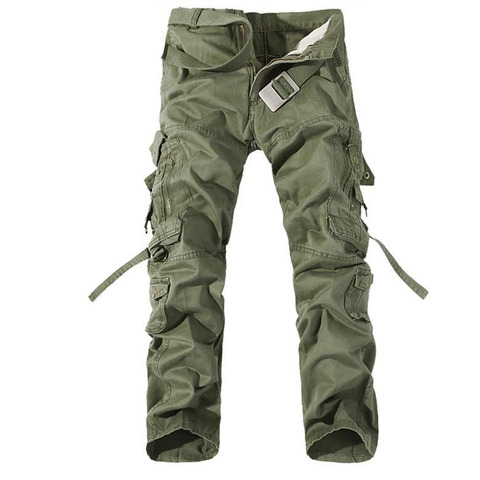 Nouveau Pantalon Cargo Homme vert armée grandes poches décoration hommes Pantalon Décontracté facile laver mâle automne armée pantalon grande taille 42 ► Photo 1/6