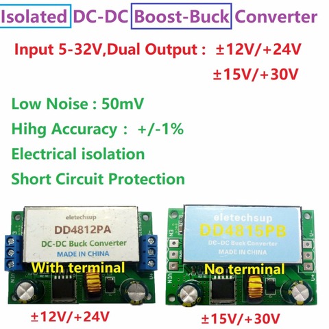 Panneau de convertisseur Boost-Buck pour voiture, alimentation double isolée de 15W, 5-32 à +-12V, 15V, 24V, 30V DC ► Photo 1/6