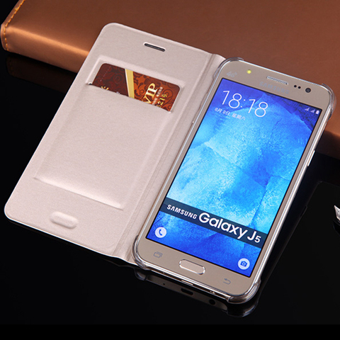 Étui portefeuille fin en cuir couvercle rabattable avec porte-carte Holster téléphone masque pour Samsung Galaxy J5 2015 J500 J500F J500H J500M ► Photo 1/6