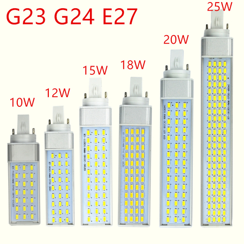 Ampoule G23 G24-4 E27 lampe à led, lampe blanche chaude/blanche froide, projecteur 10W 12W 15W 18W 20W 25W, prise horizontale à 180 degrés, 5730 lumières ► Photo 1/2