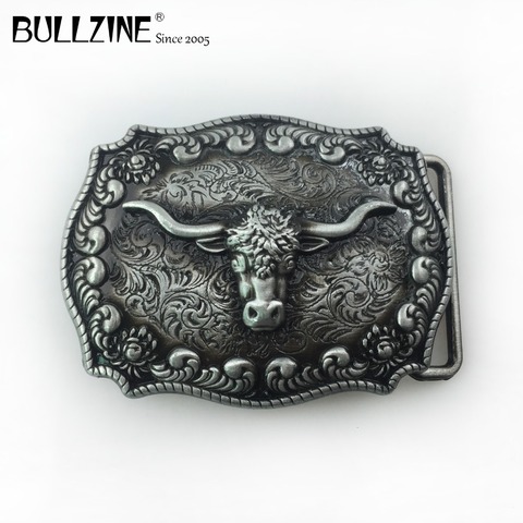 Boucle de ceinture en alliage de zinc, rétro, tête de taureau western, jean de cowboy, cadeau, finition en étain, pour 4cm de largeur, livraison directe ► Photo 1/4