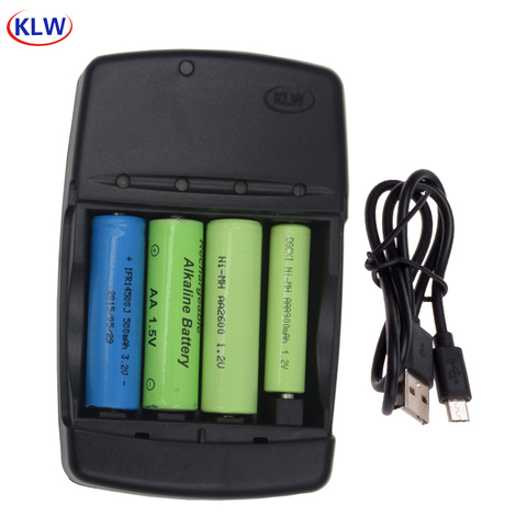 Chargeur de batterie USB intelligent 4 fentes pour piles rechargeables 1.2V AA AAA AAAA NiMh NiCd 1.5V alcalin 3.2V LiFePo4 14500 10440 ► Photo 1/6