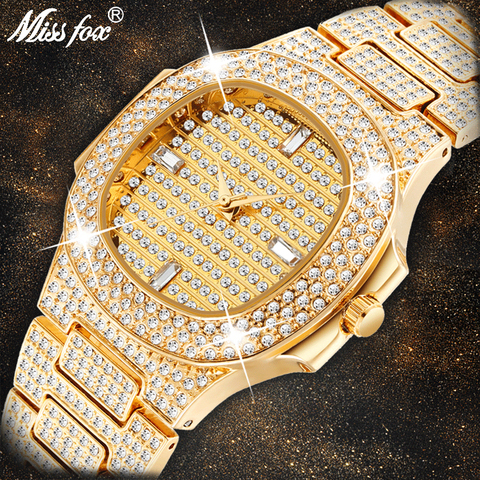 Miss Fox marque montre Quartz dames or mode montres de poignet diamant en acier inoxydable femmes montre-bracelet filles femmes horloge heures ► Photo 1/5