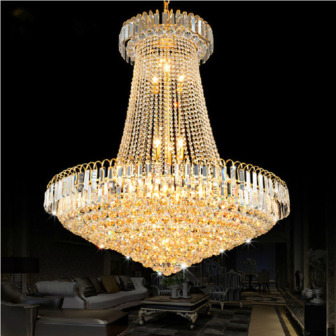 Lustre de luxe en cristal doré à LED, éclairage d'intérieur, luminaire décoratif de plafond, idéal pour des escaliers, diamètre 40/60/80CM ► Photo 1/6