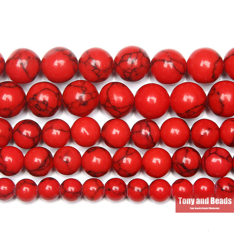 Livraison gratuite pierre naturelle chinois Turquoises rouges e perles rondes en vrac 15 