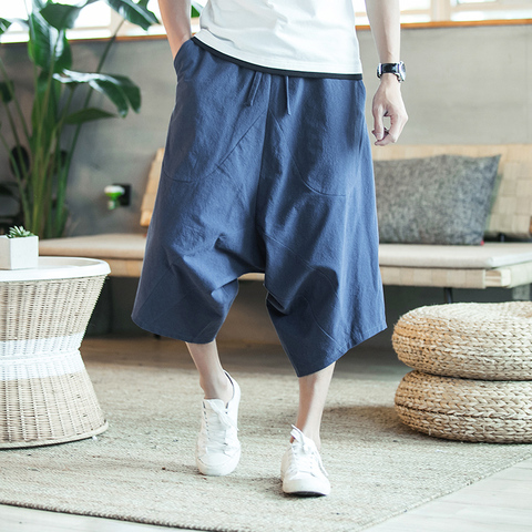 Pantalon de jogging pour homme, survêtement, harem, coton, lin, harajuku, tendance, style chinois, vintage, livraison directe, été, 2022 ► Photo 1/6