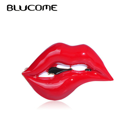Blucome – broches en forme de lèvres rouges pour femmes et filles, en émail, accessoires de Banquet, en alliage ► Photo 1/6