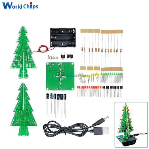 Kit de bricolage pour arbre de noël, 1 ensemble 3D LED rouge/vert/jaune, Kit de Flash électronique amusant, Suite cadeau de noël, frais d'expédition ► Photo 1/6