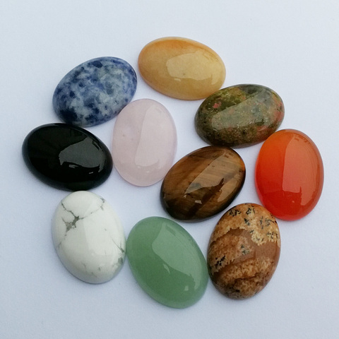 Cabochon mixte en pierre naturelle, perles ovales de 25x18MM pour la fabrication de bijoux, lot de 12 pièces, livraison gratuite ► Photo 1/6