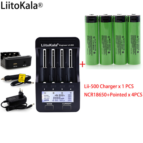 LiitoKala lii500 LCD 3.7V 18650 26650 1.2V AA Chargeur de batterie + 4 pièces NCR18650B 3400mAh + Pointé Pour Lampe De Poche piles ► Photo 1/4