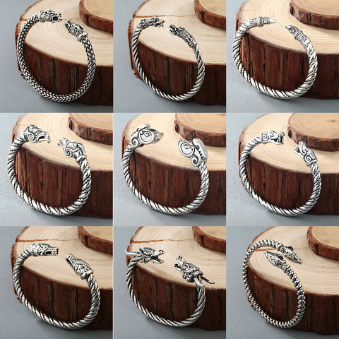 Cxwind Vintage Viking amulette Bracelet manchette & Bracelet pour hommes femmes Punk Animal Dragon serpent tête bracelets bijoux Multi Style ► Photo 1/6
